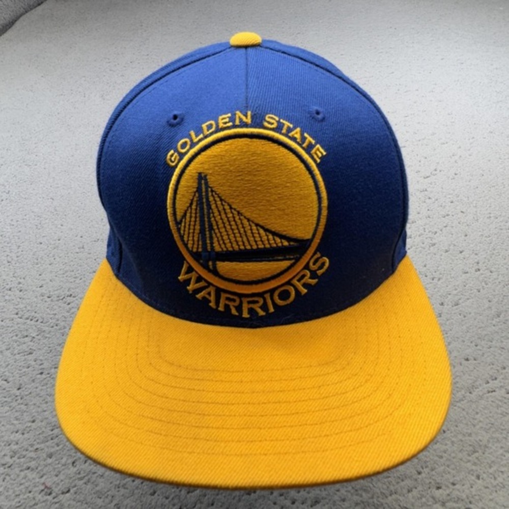 Golden State Warriors Hat Cap Snap Back Blue Yellow NBA Basketball Mitchell Ness - Picture 8 of 15